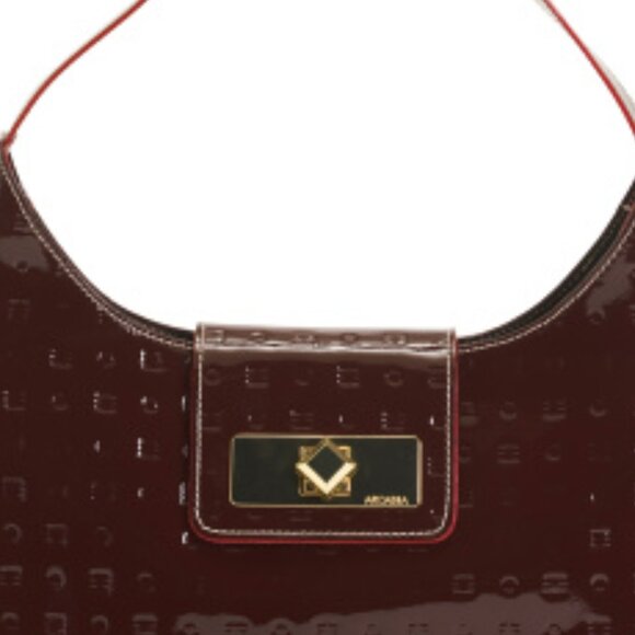 NWT ✅ ARCADIA Patent Leather Burgundy Crescent Hobo Bag #1119 ✨ NWT - Picture 4 of 4